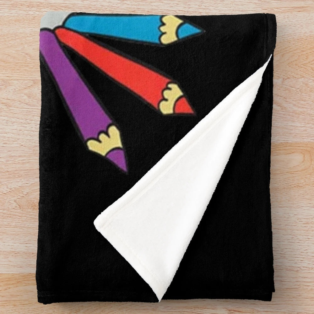 A soft, snuggly plush blanket featuring characters from the popular Cat Kid Comic series