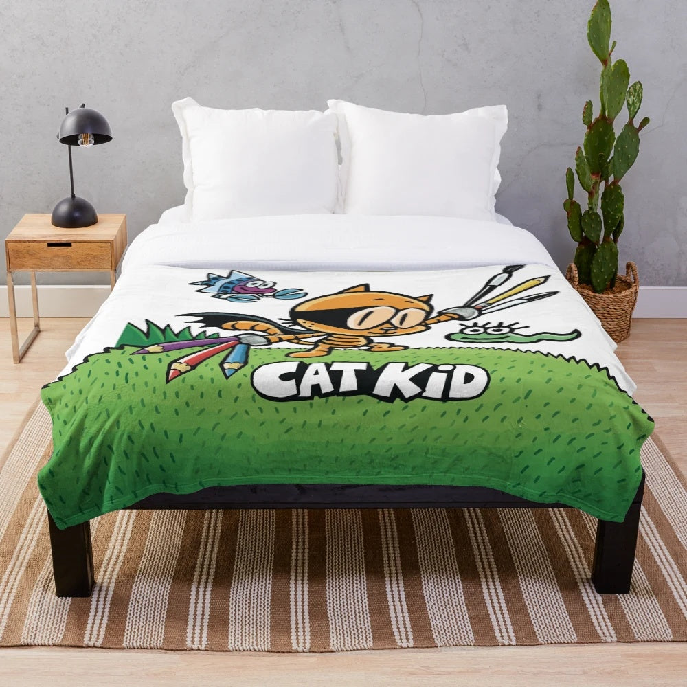 Soft and cuddly cat kid plush blanket featuring characters from popular graphic novel series