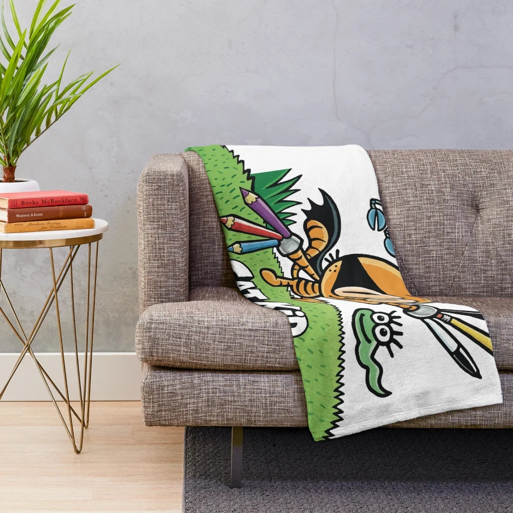 Soft and cuddly cat kid plush blanket featuring characters from popular graphic novel series