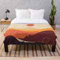 Cat Landscape 87 Plush Blanket featuring a minimalist mountain landscape with a cat