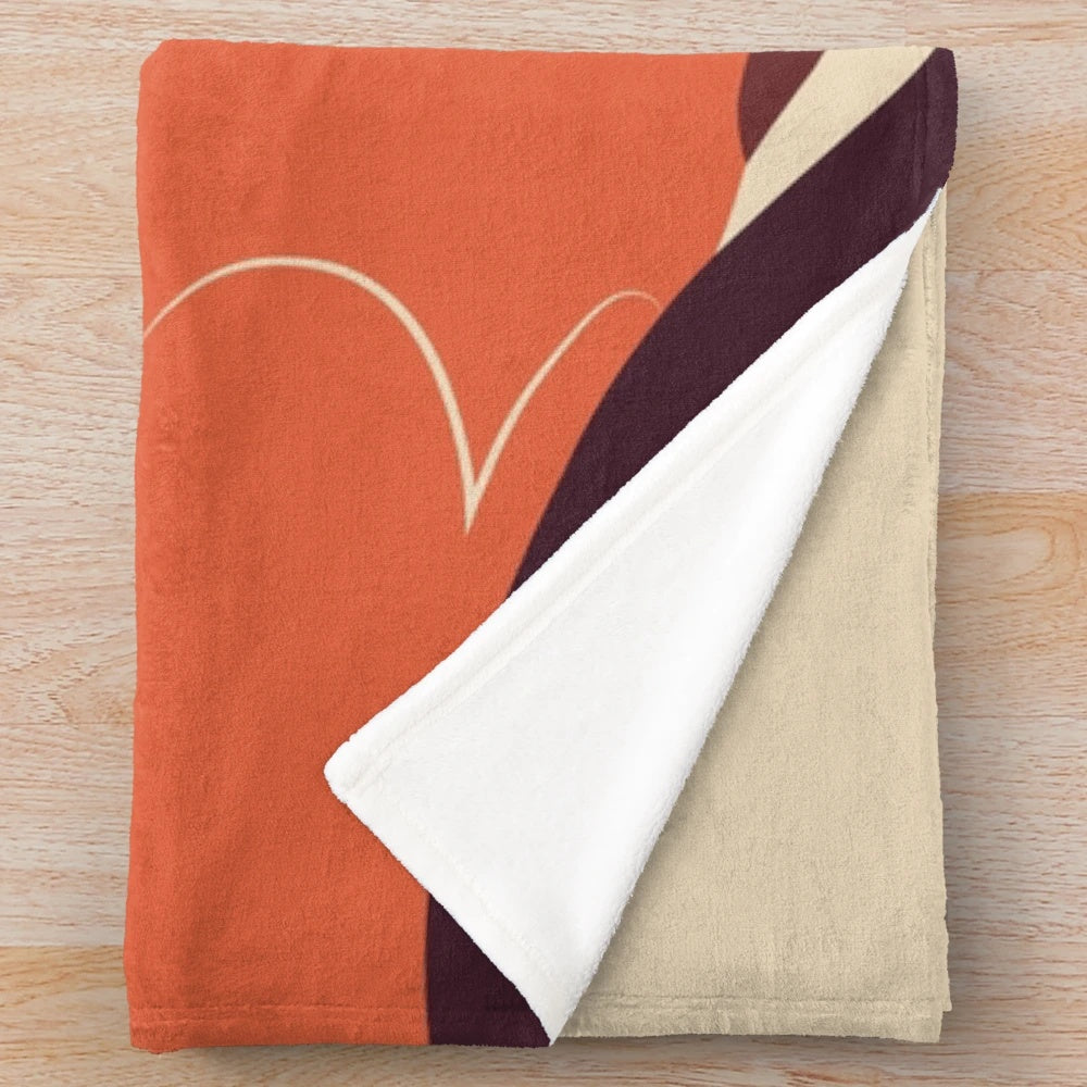Cat Landscape 87 Plush Blanket featuring a minimalist mountain landscape with a cat
