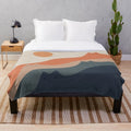 Soft and plush cat landscape blanket with mountains, sun, and boho elements