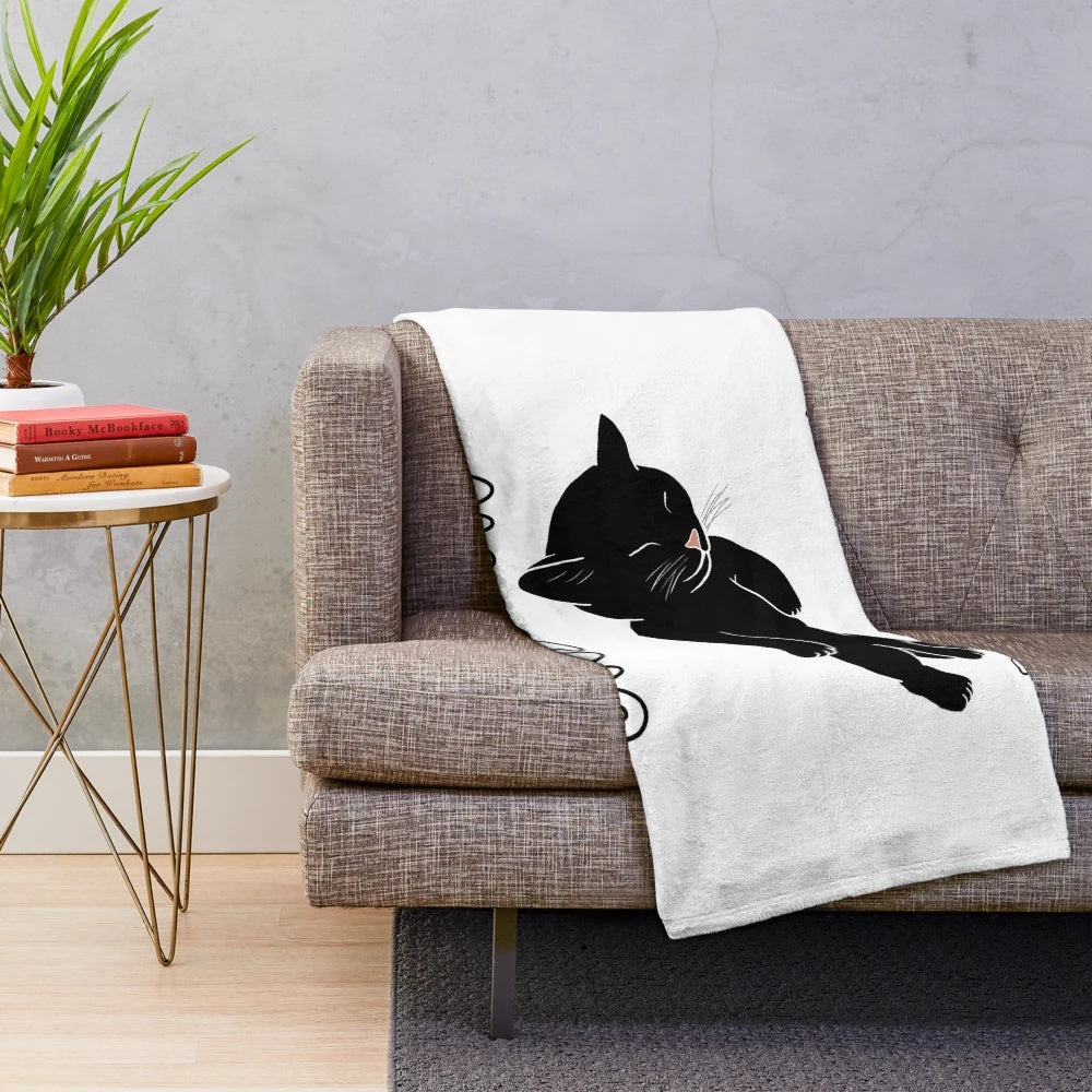 Soft and cuddly sleeping cat plush blanket
