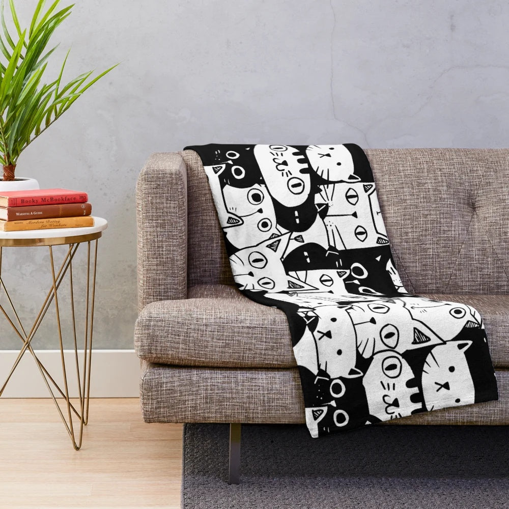 Soft and plush cat pattern blanket for cat lovers