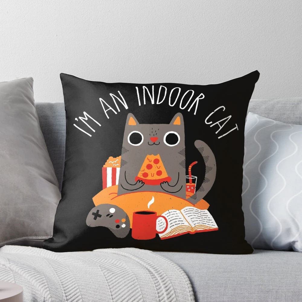 Soft and comfortable indoor cat pillow with a cute and humorous design