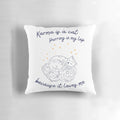 Decorative cat-themed pillow with the word "Karma" printed on it, inspired by Taylor Swift's album "Midnights"