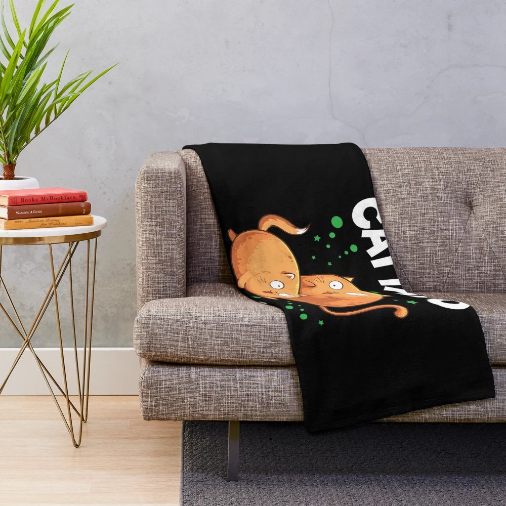 Cute and funny cat plush blanket with a potato design