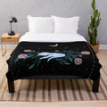 Plush blanket featuring a cat dreaming of the moon in a magical night garden