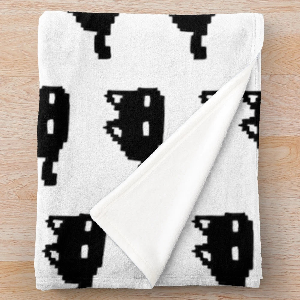 Soft and cuddly cat-themed plush blanket with pixel art design