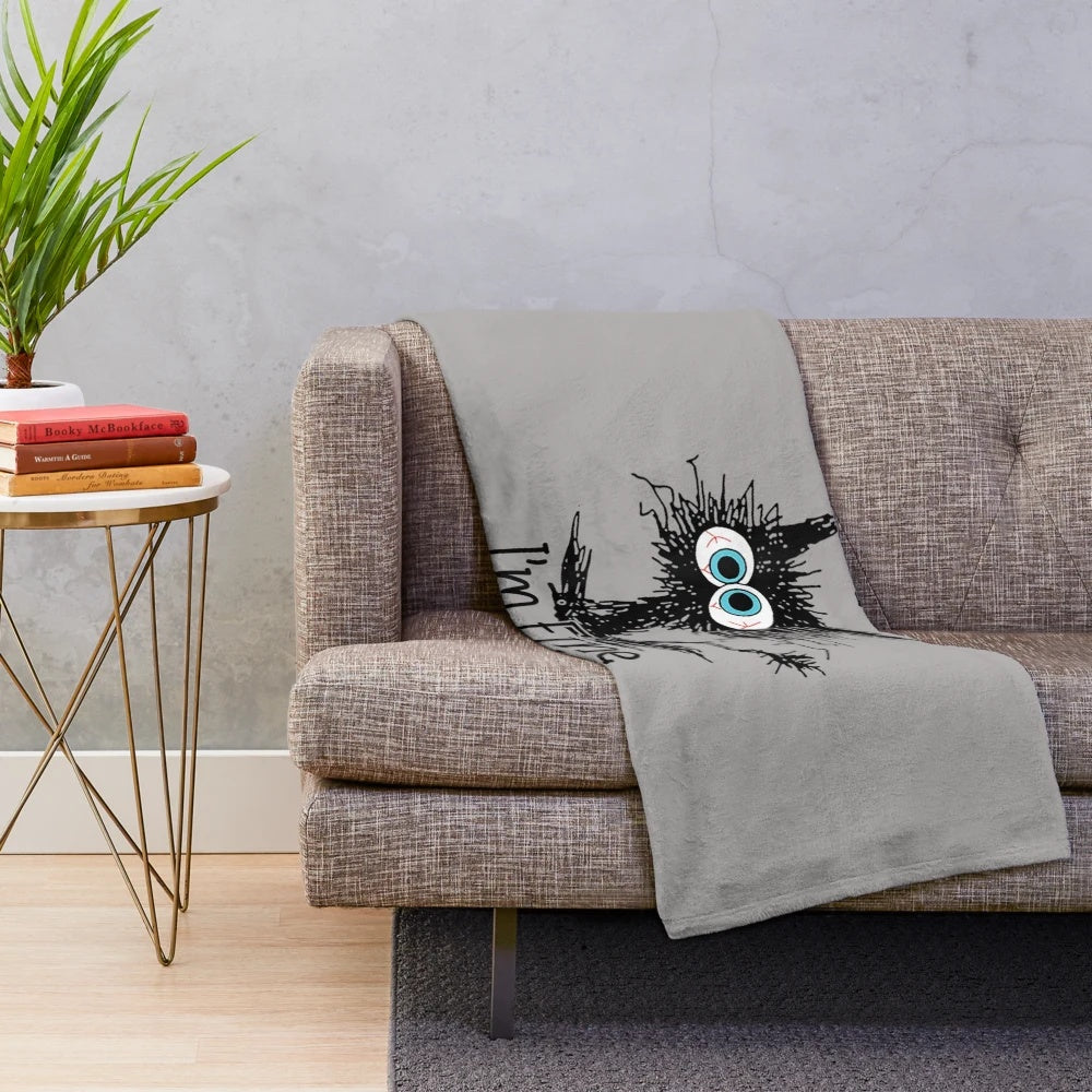 Cozy and soft plush blanket featuring a funny cat print design