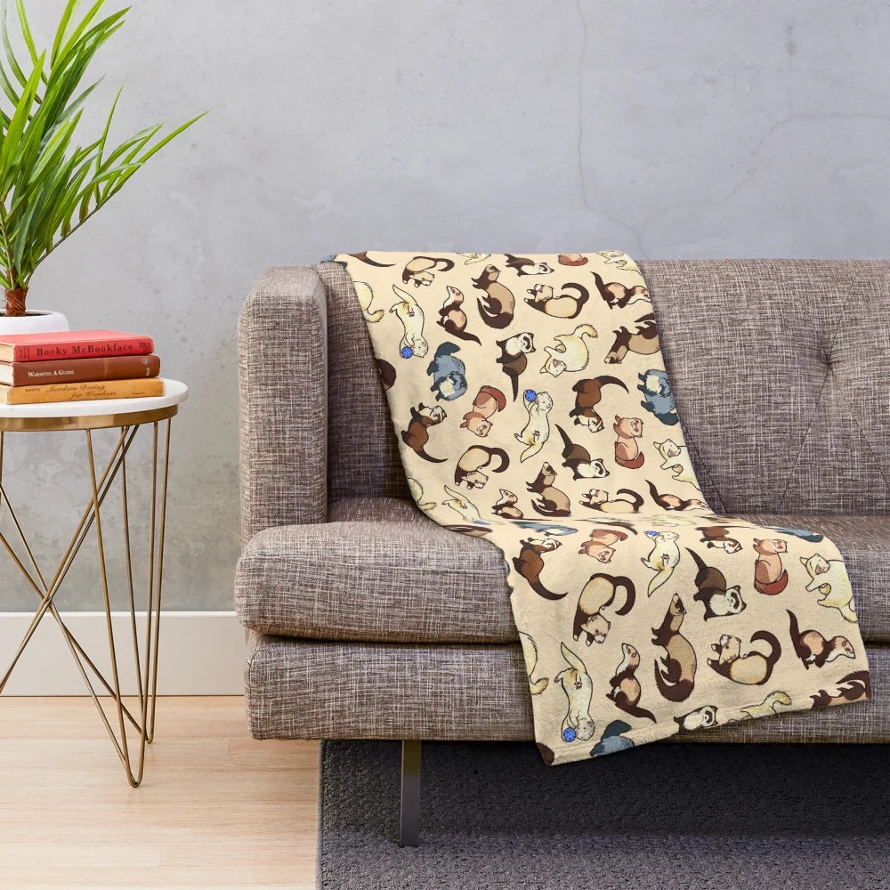 Fluffy cat snake-patterned plush blanket