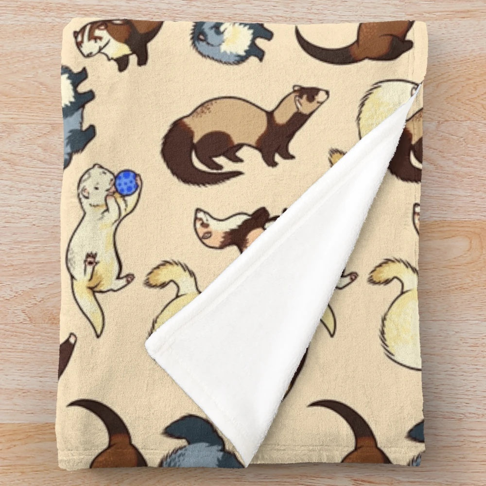 Fluffy cat snake-patterned plush blanket