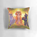 Soft, plush pillow featuring beloved warrior cat characters Firestar, Graystripe, and Ravenpaw in a forest-inspired design.