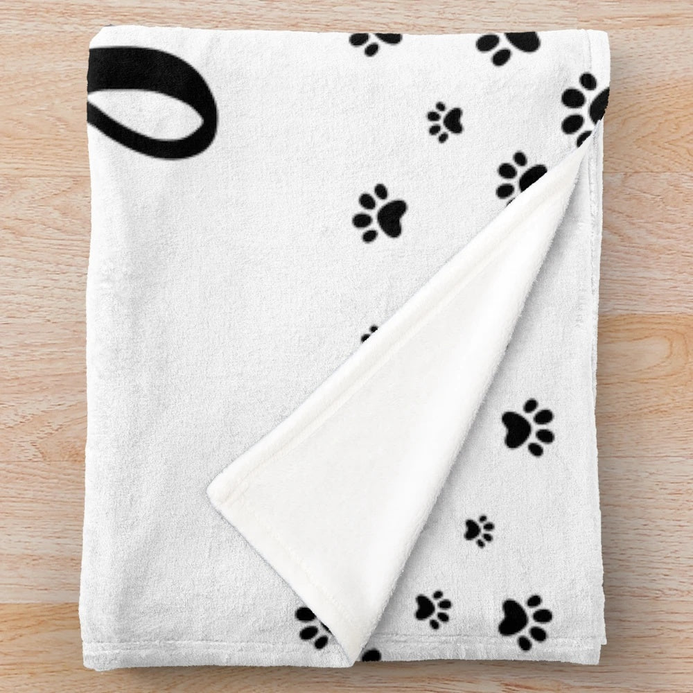 Plush cat-themed blanket with paw prints and funny cat phrase