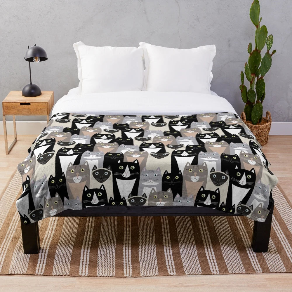 Soft and Plush Cat Themed Blanket for Cozy Home Decor