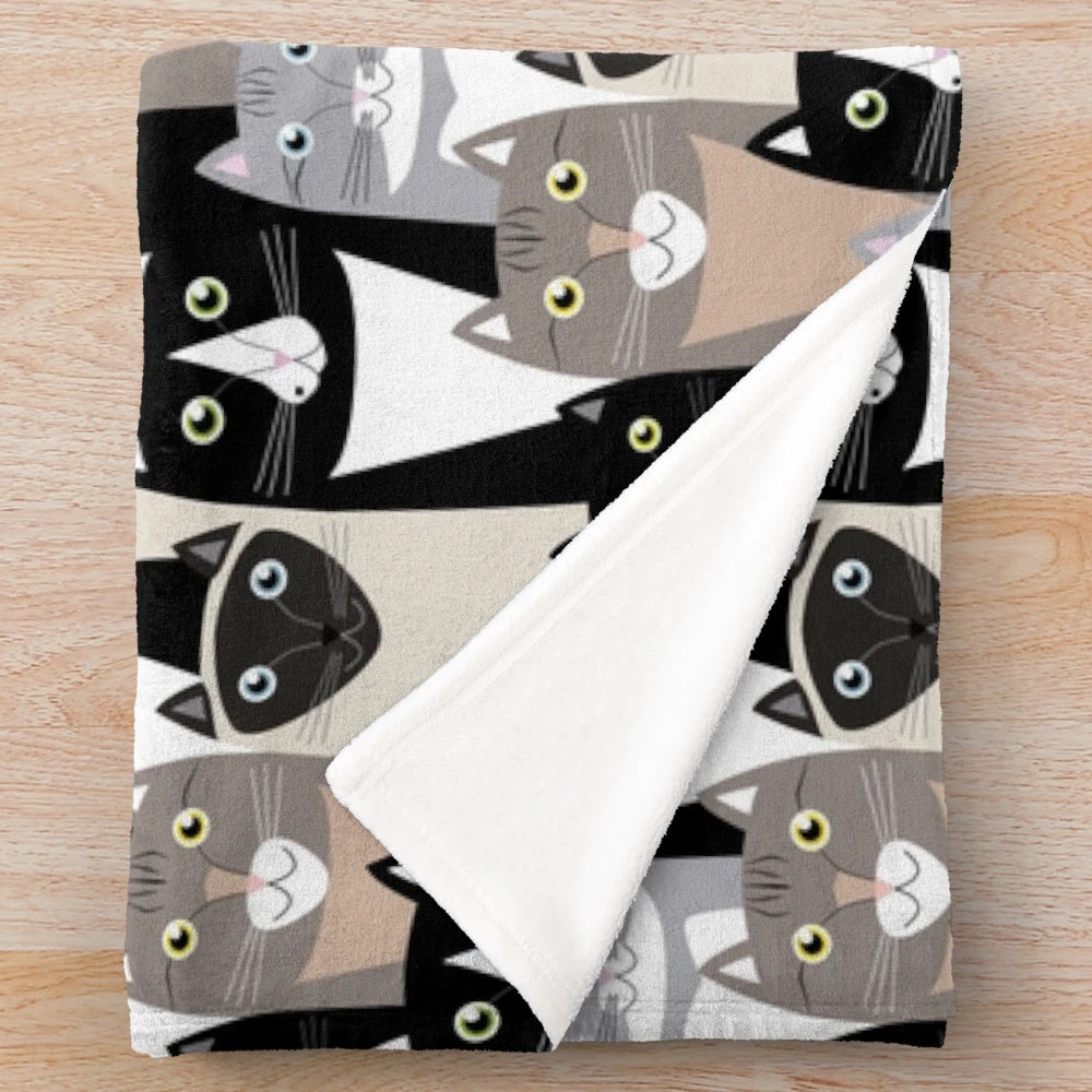 Soft and Plush Cat Themed Blanket for Cozy Home Decor