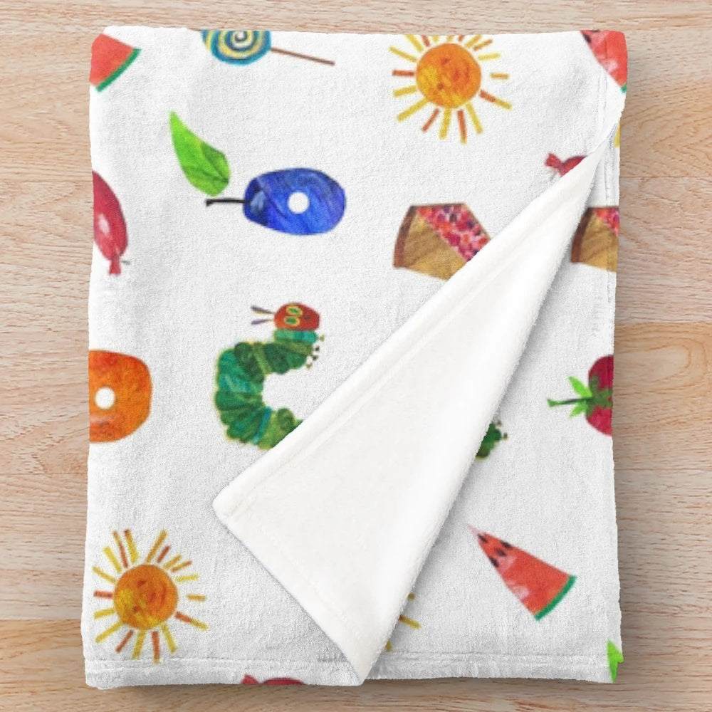 Soft and cuddly caterpillar-themed plush blanket