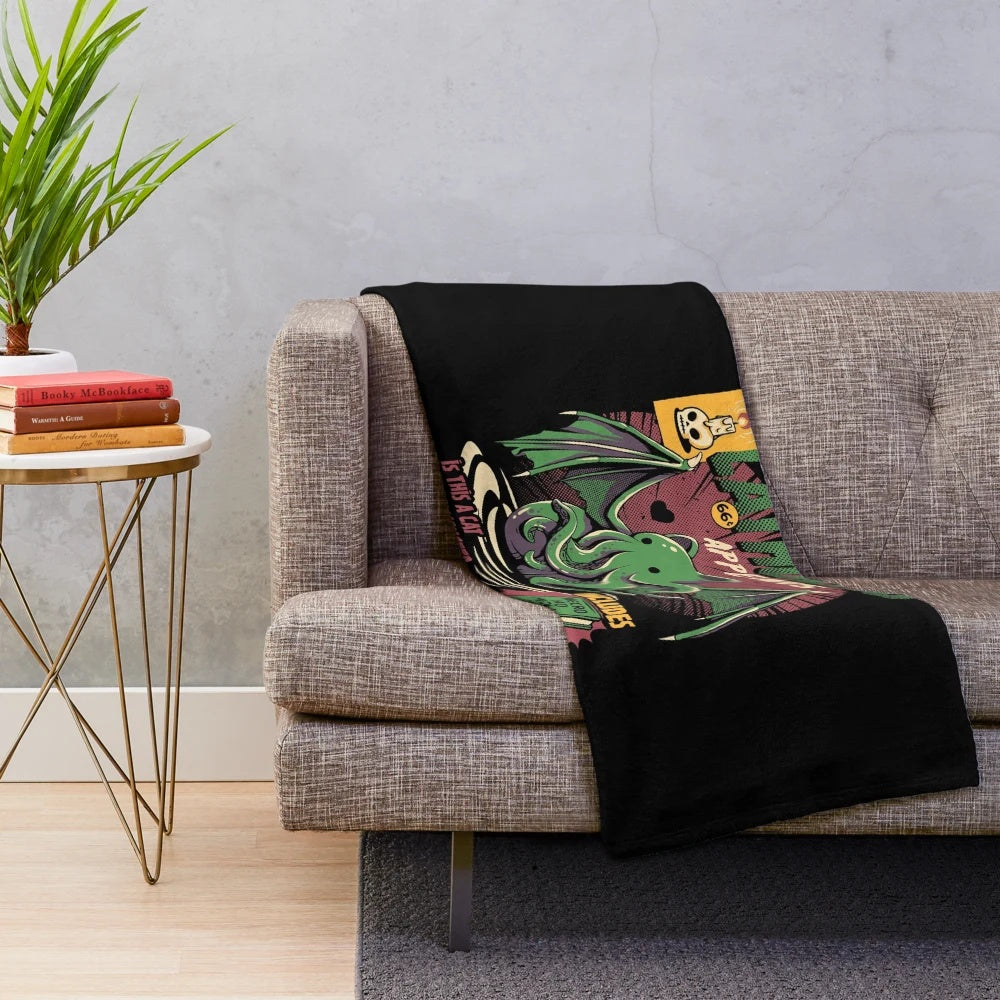 Cathulhu cat plush blanket - Vintage occult horror inspired design