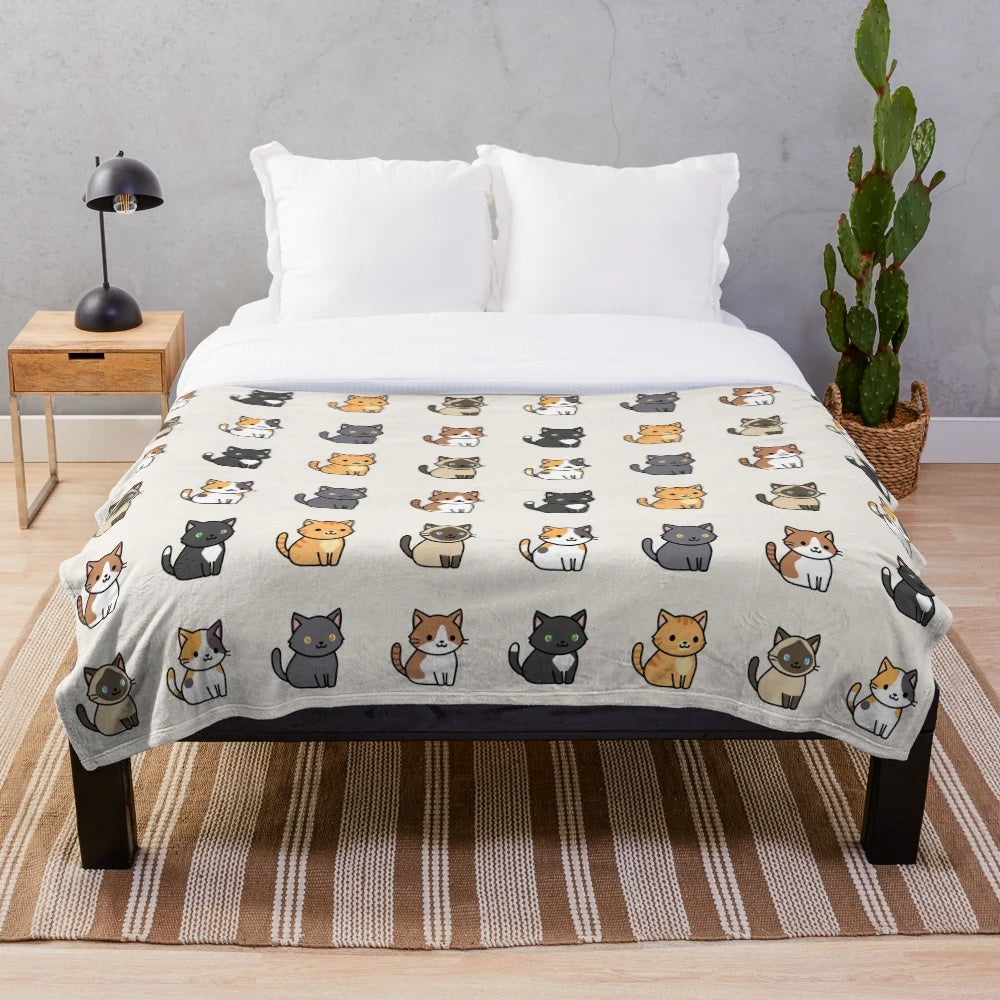 Soft and Cuddly Cats Plush Blanket
