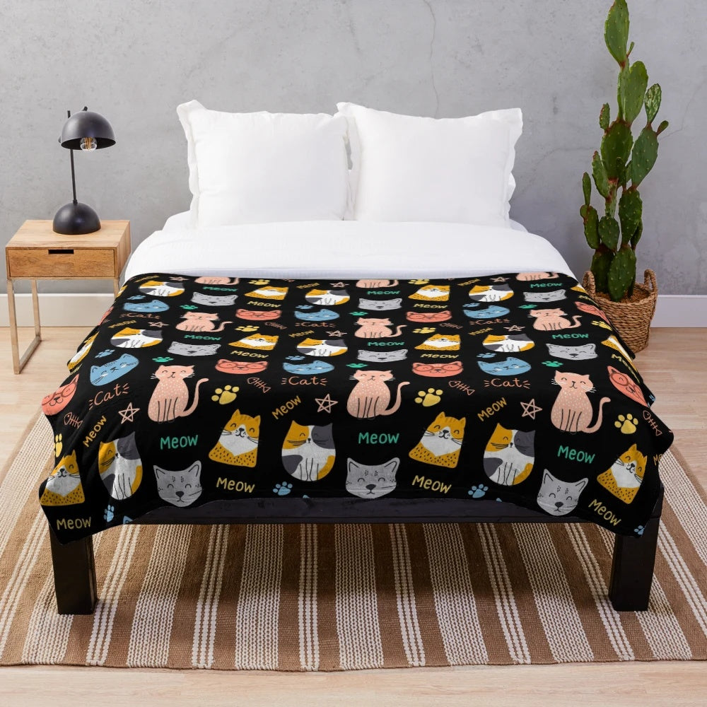 Soft and Cuddly Cats Plush Blanket