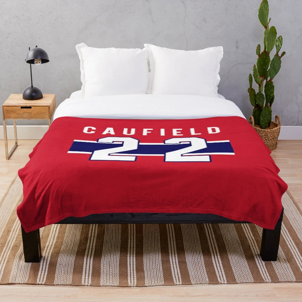 Caufield jersey plush blanket in Canadiens colors