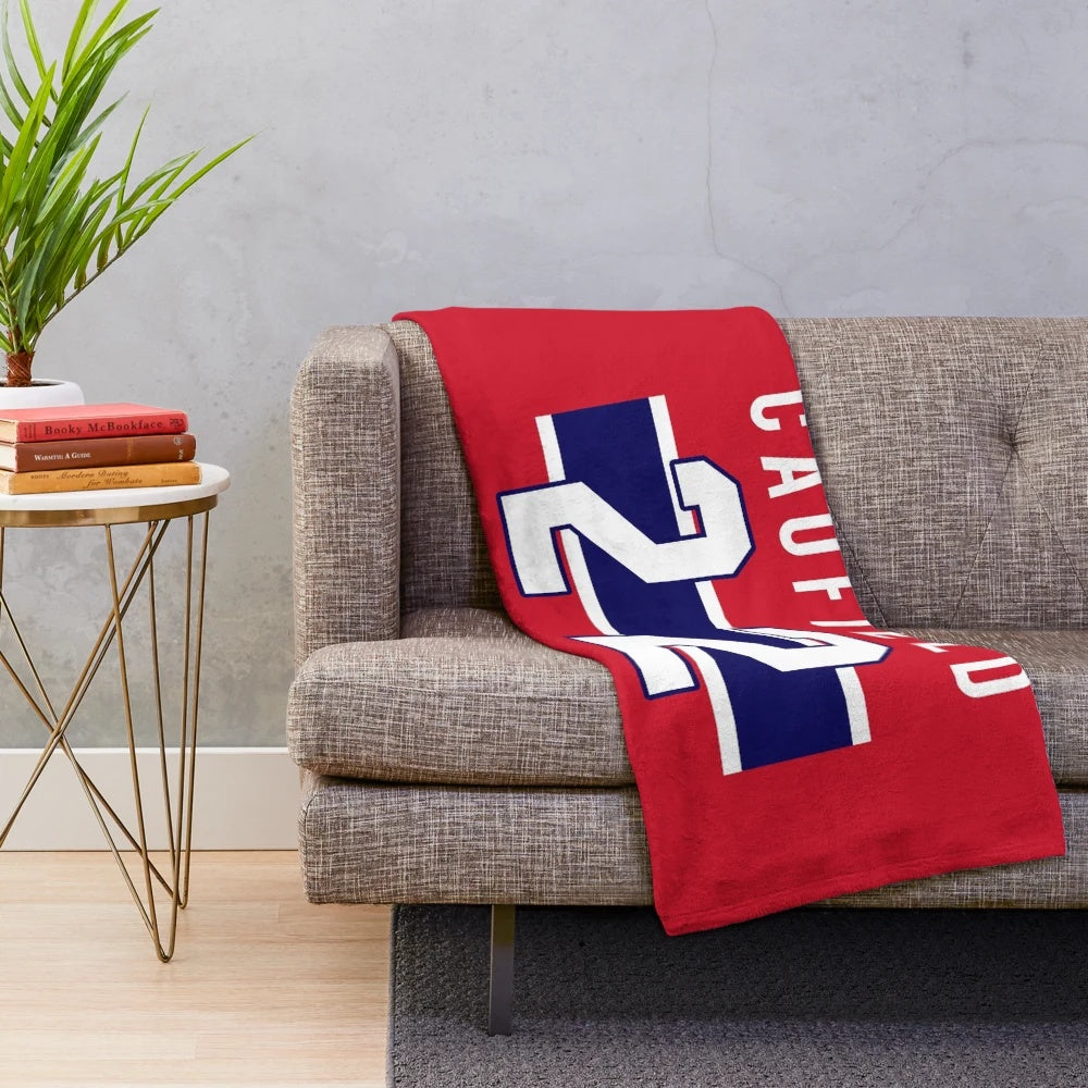 Caufield jersey plush blanket in Canadiens colors