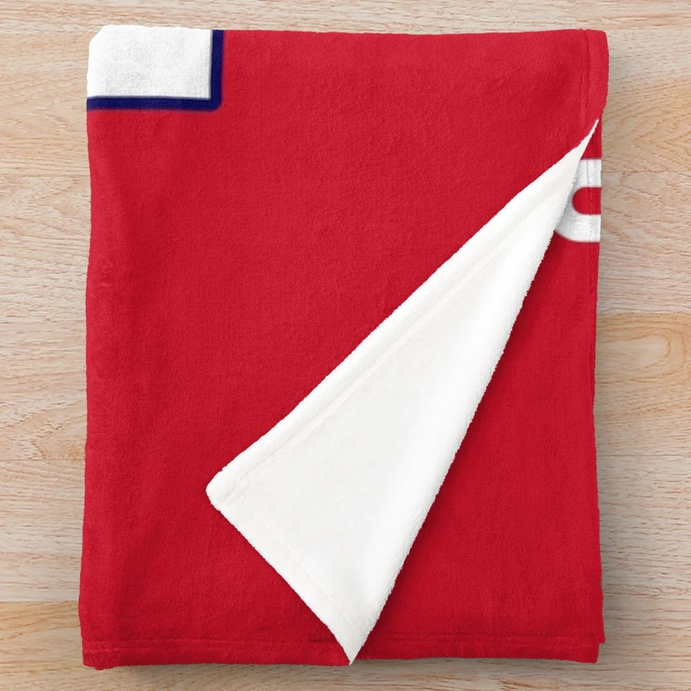 Caufield jersey plush blanket in Canadiens colors