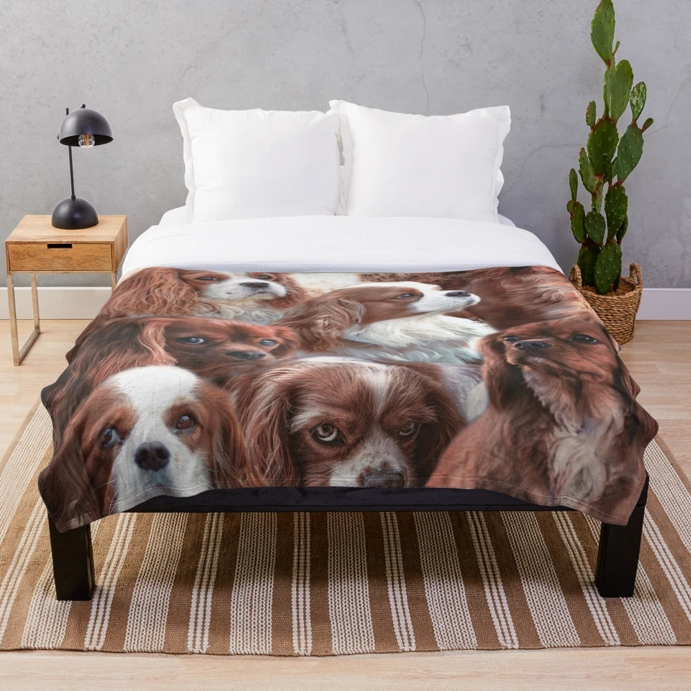 Soft and cuddly plush blanket featuring a Cavalier King Charles Spaniel design