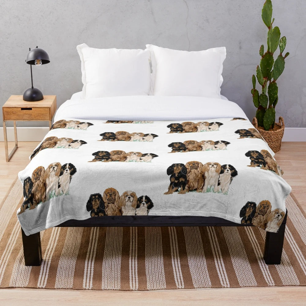 Plush blanket featuring the beautiful Cavalier King Charles Spaniel breed