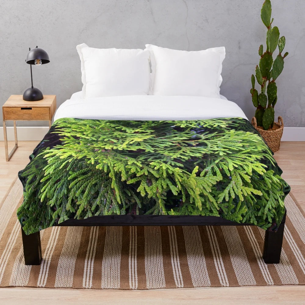 Cedar Plush Blanket with Nature-Inspired Design