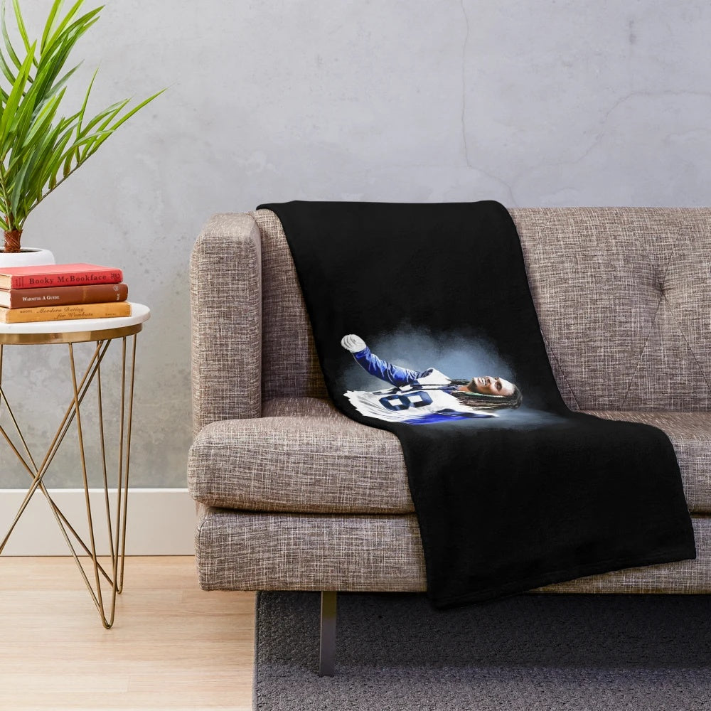 CeeDee Lamb plush blanket with a smiling portrait
