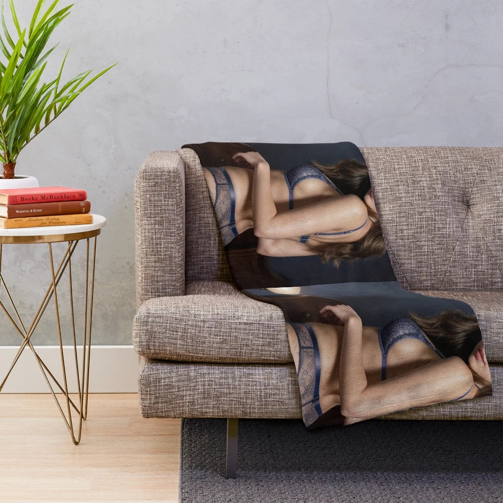 Plush blanket featuring a photo of actress Hailee Steinfeld