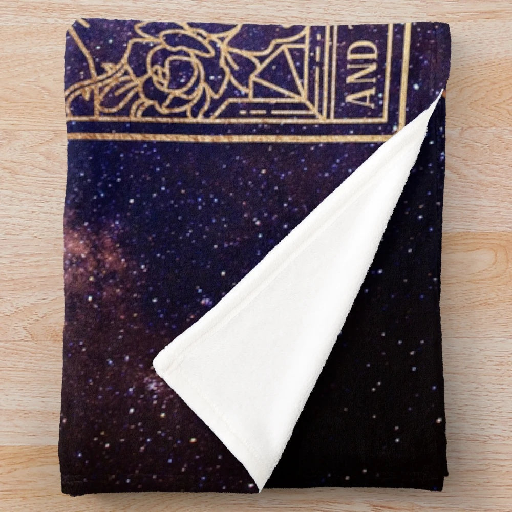 Plush blanket with starry night court and galaxy design