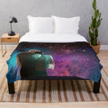 Plush galaxy-themed blanket with a starry night design