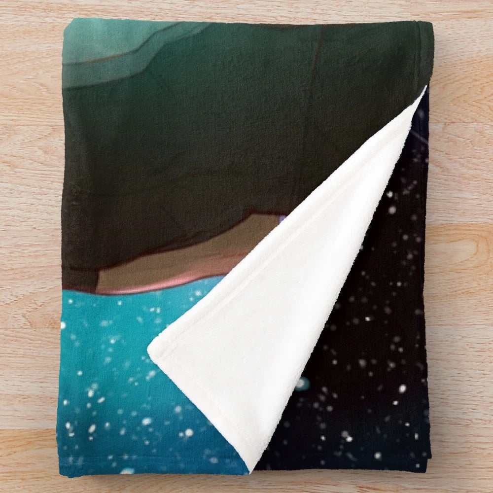 Plush galaxy-themed blanket with a starry night design