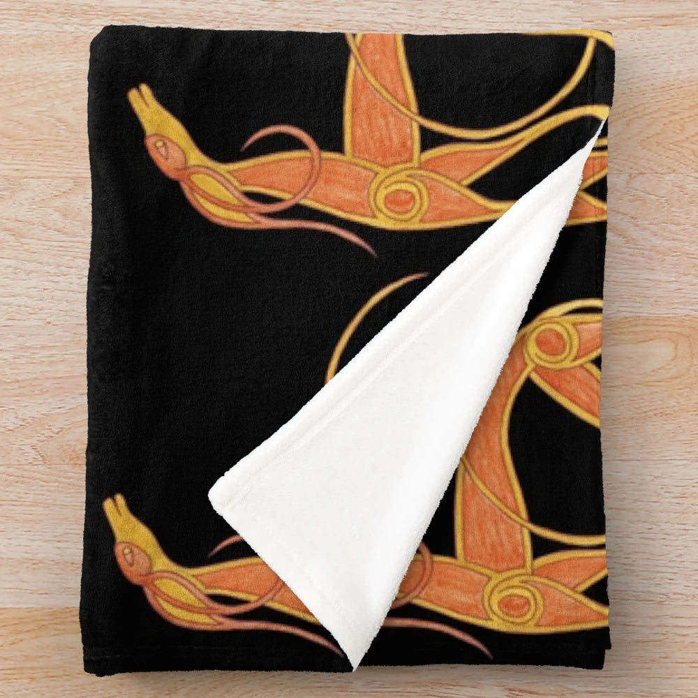 Celtic-inspired greyhound and hound plush blanket