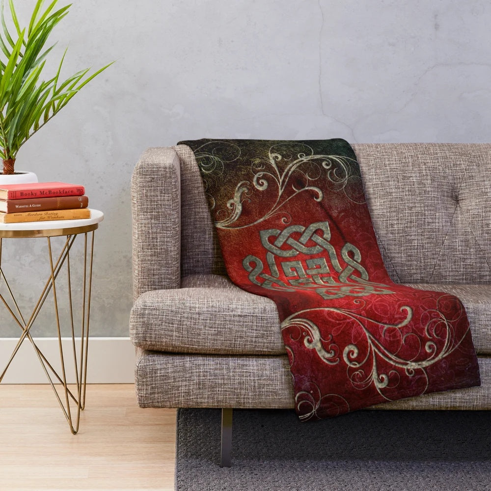 Celtic knot patterned plush blanket