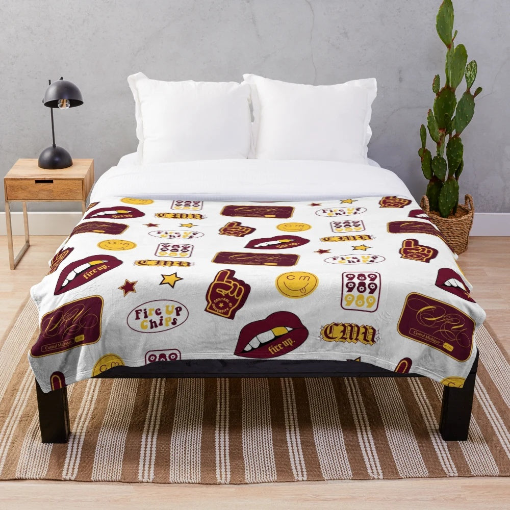 Soft and comfortable plush blanket featuring the Central Michigan Chippewas logo