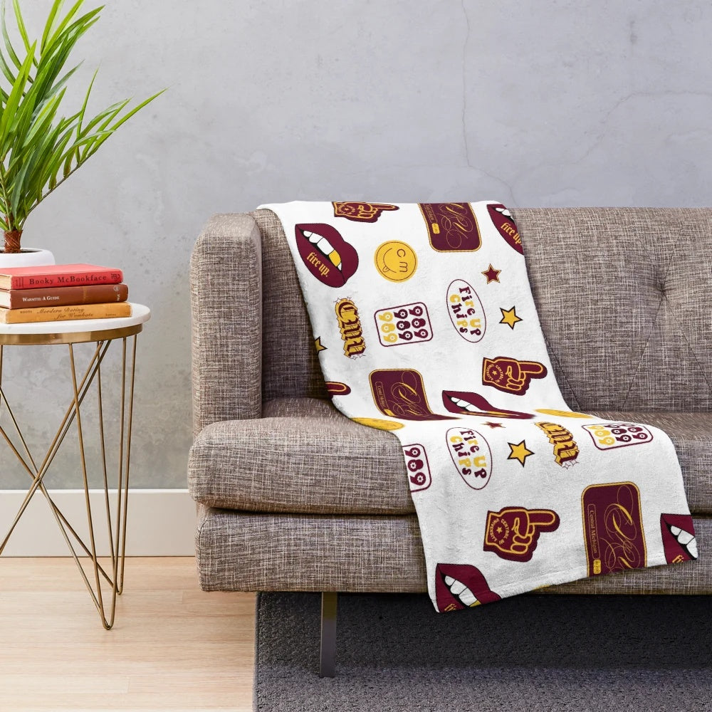 Soft and comfortable plush blanket featuring the Central Michigan Chippewas logo