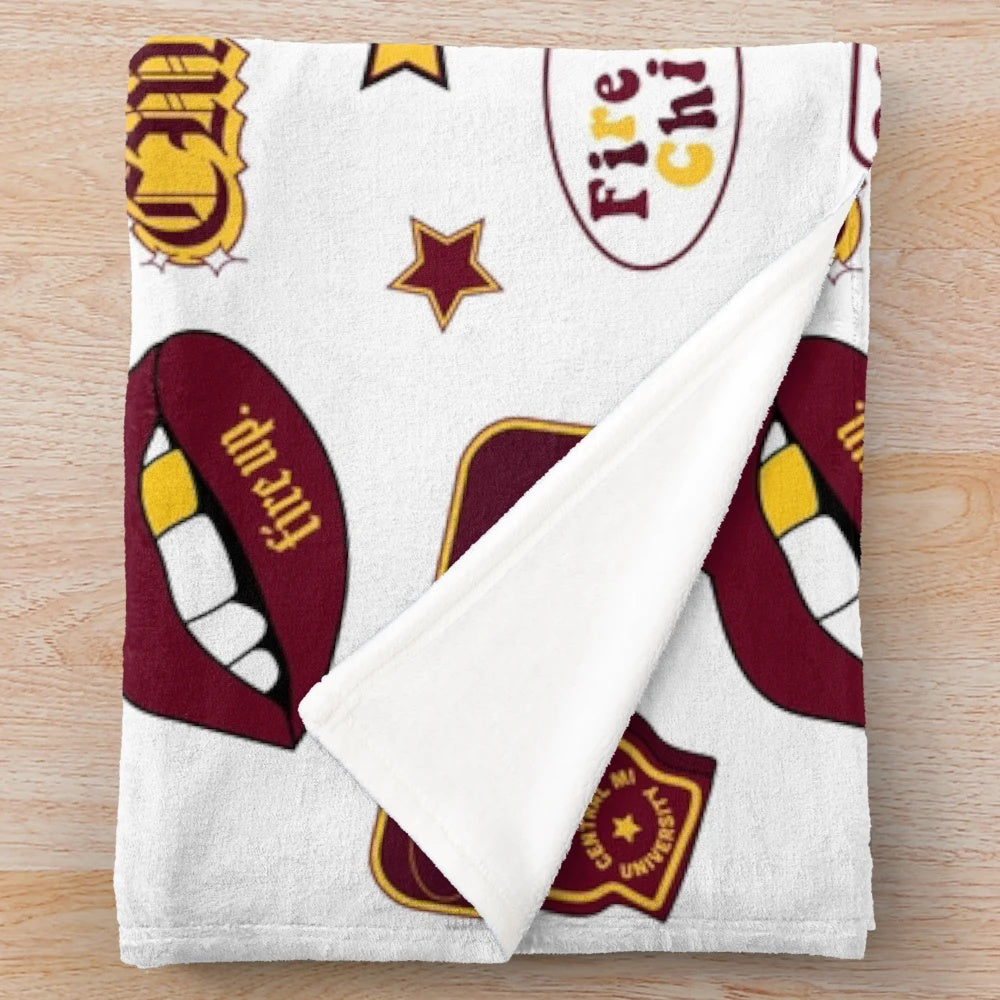 Soft and comfortable plush blanket featuring the Central Michigan Chippewas logo