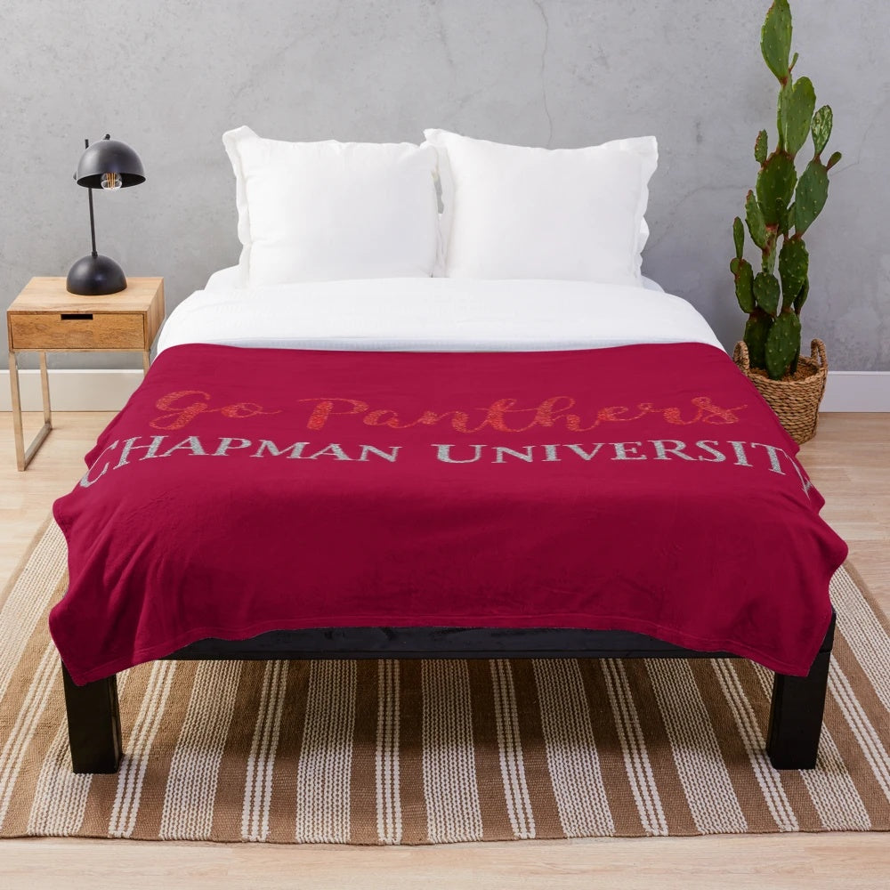 Chapman University inspired plush blanket in red and gray colors