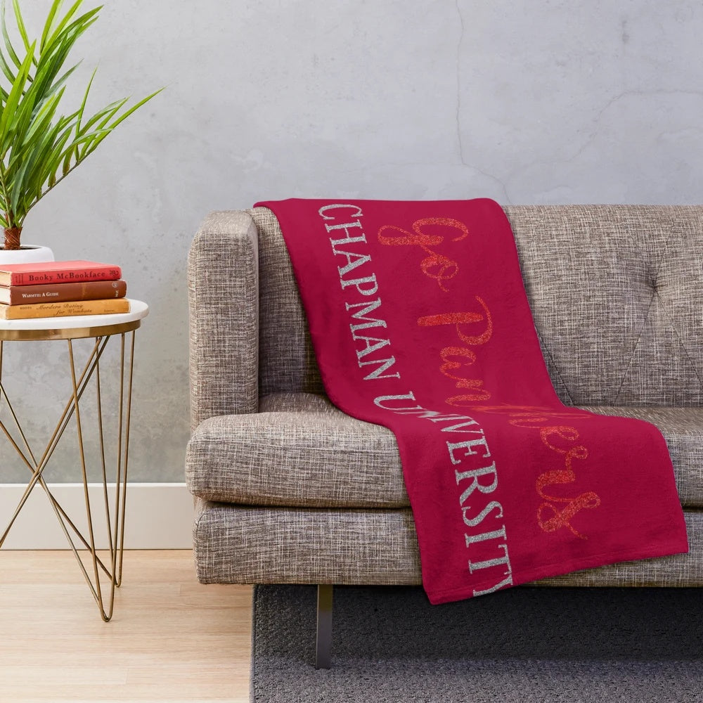 Chapman University inspired plush blanket in red and gray colors