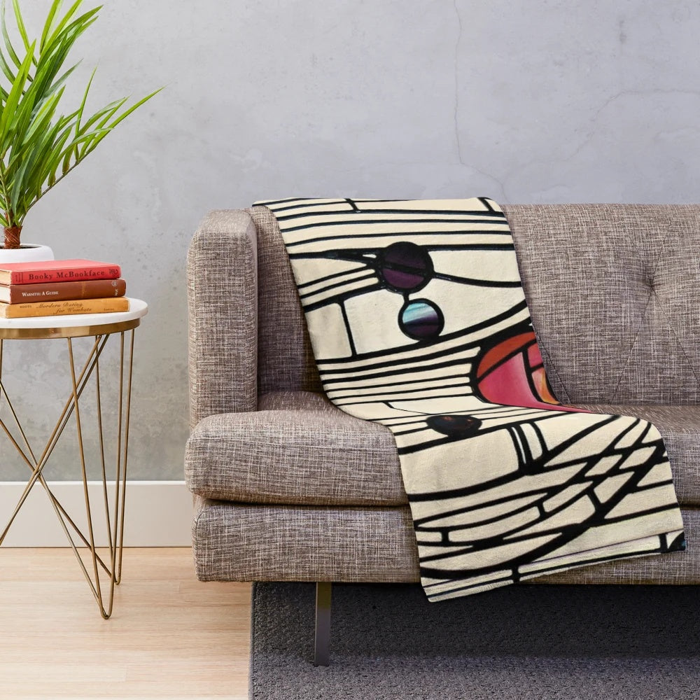 Charles Rennie Mackintosh inspired plush blanket with floral pattern
