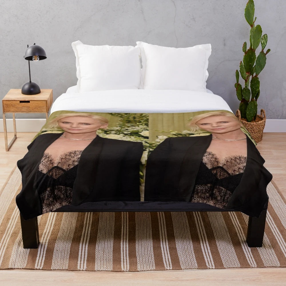 Charlize Theron inspired plush blanket