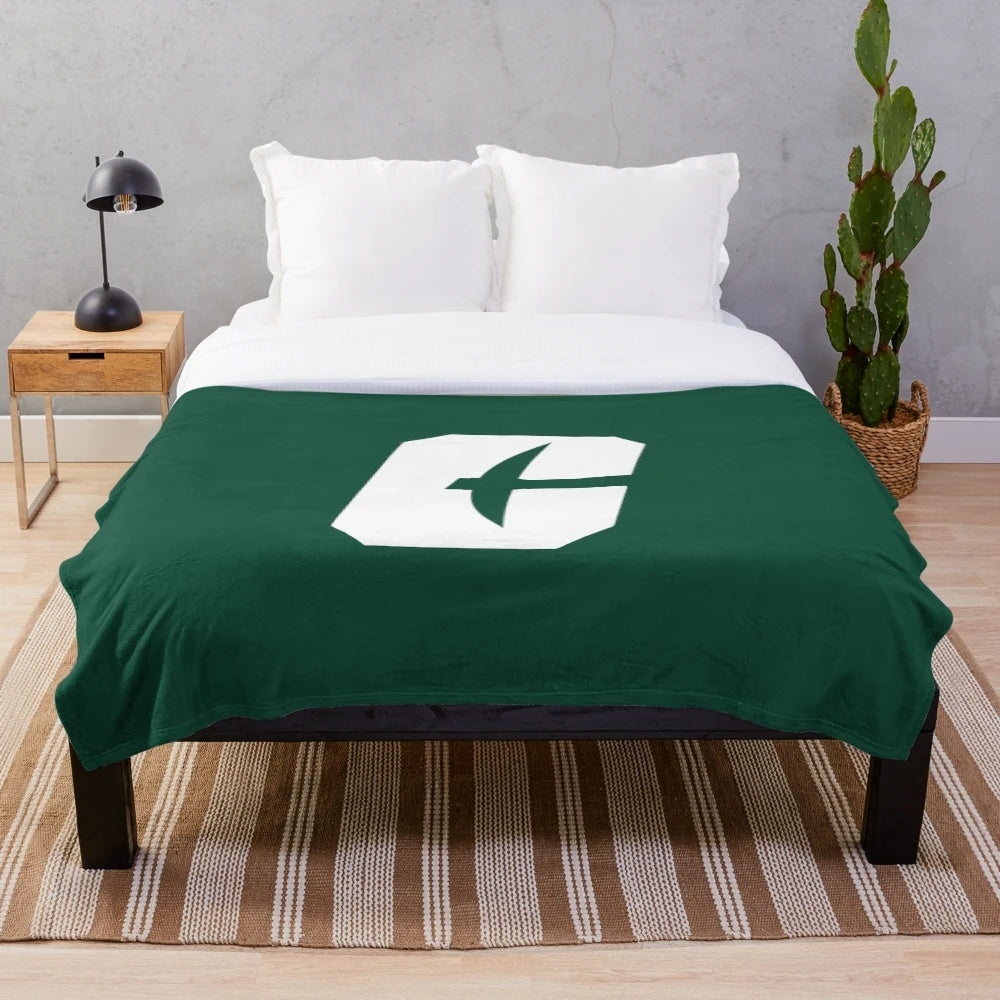 Charlotte 49ERS inspired plush blanket featuring the team's colors and logo
