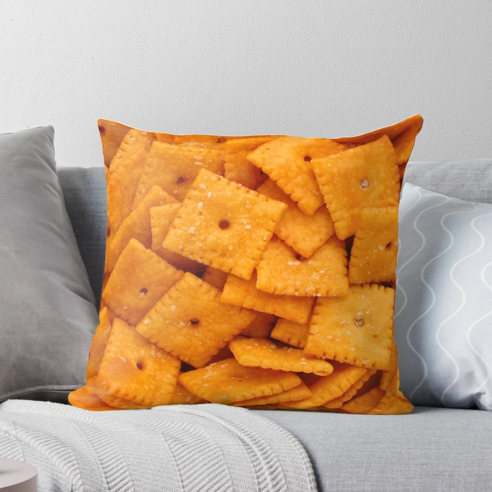 Plush pillow shaped like classic cheese snack