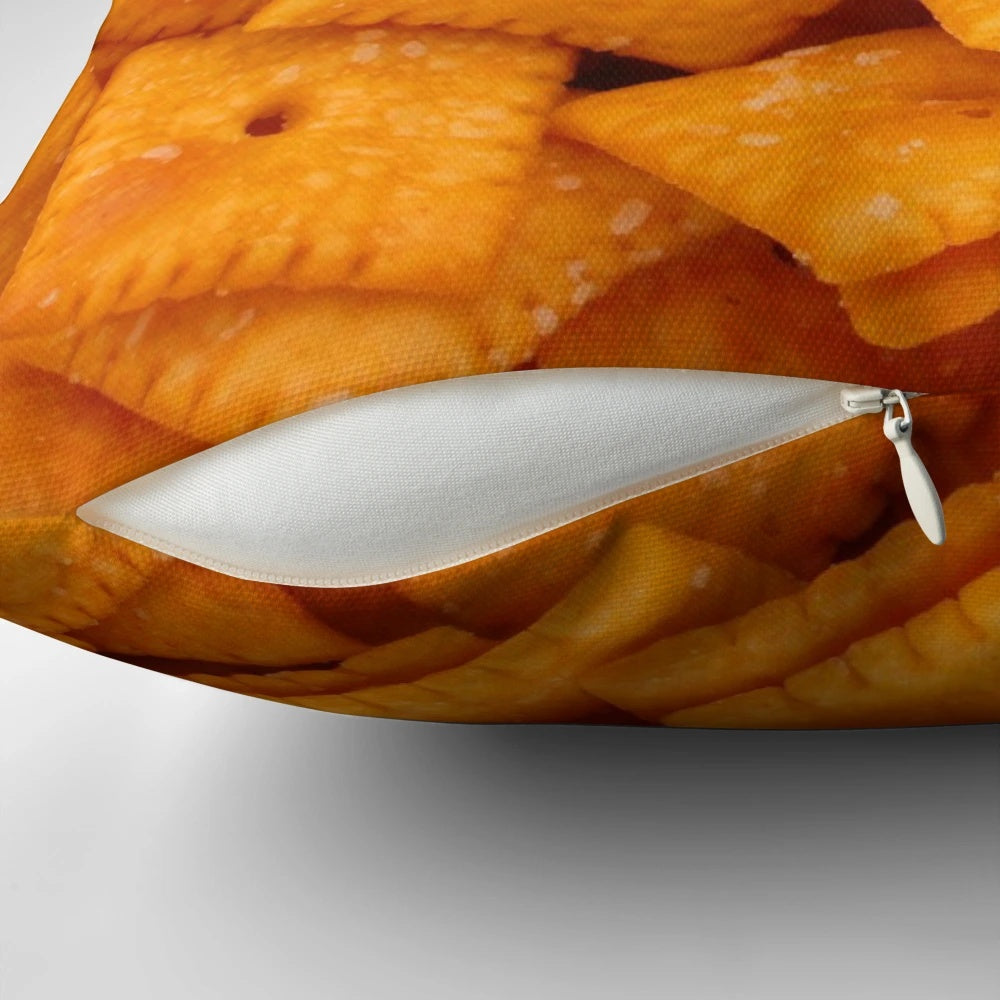 Plush pillow shaped like classic cheese snack