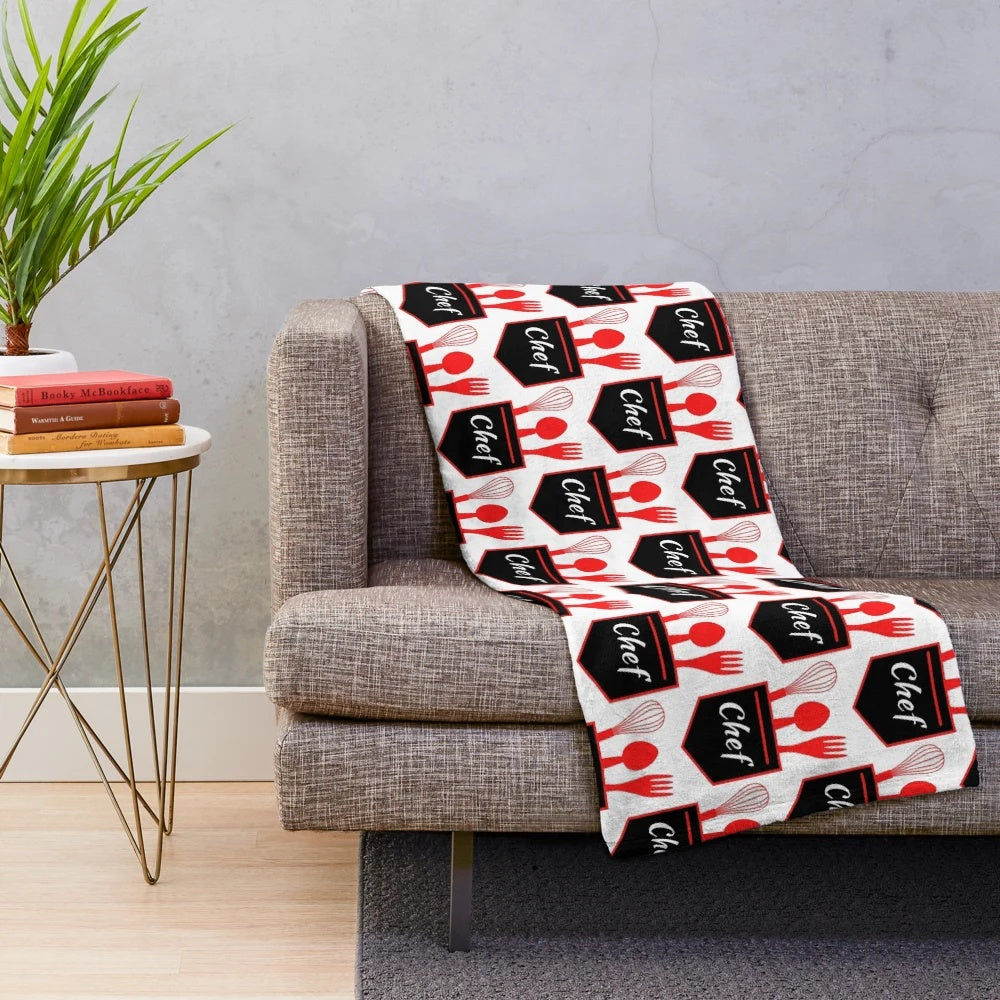 Chef's pocket utensils plush blanket for cooking enthusiasts