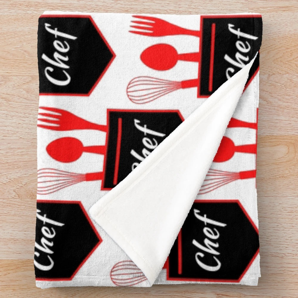 Chef's pocket utensils plush blanket for cooking enthusiasts