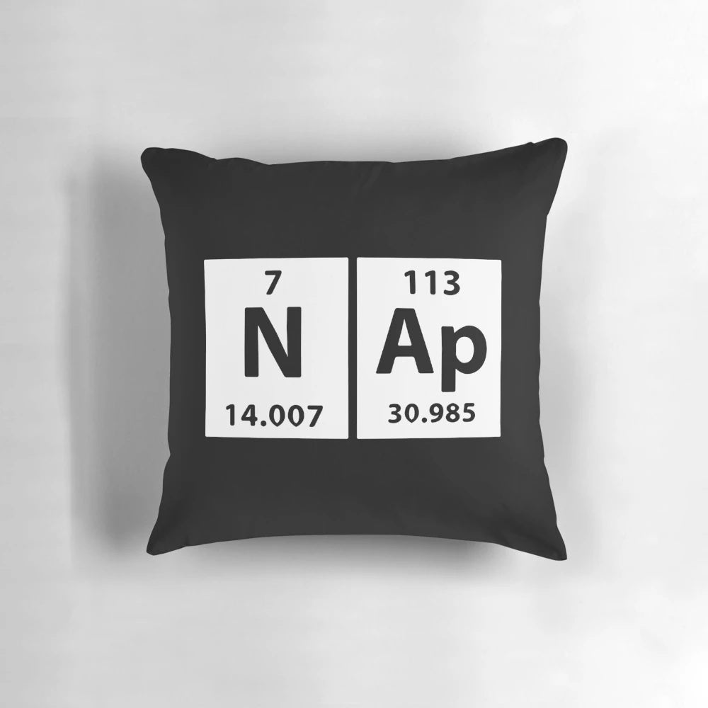 Colorful pillow featuring the periodic table of elements design, perfect for a relaxing nap or display.